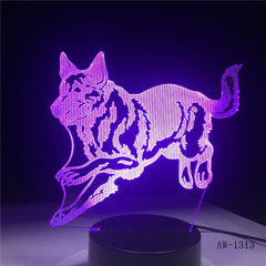German Shepherd Running Dog 3D Night Lamp Hologram 3D Decor Lamp Colorful Table Desk Lights Birthday Gift For Friends AW-1313