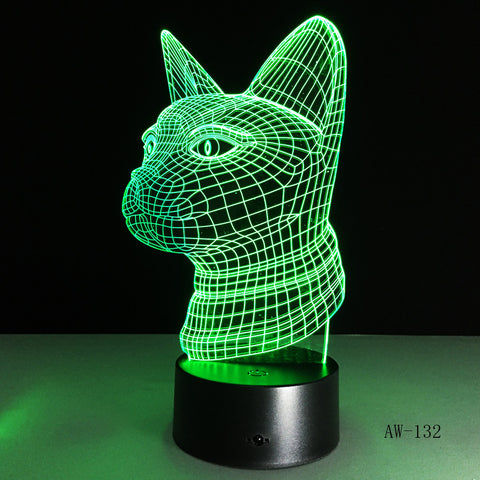 3D Night Light Lamp Dog Kids Toy LED Remote Touch Table Lamp 7 Color Flashing LED Light Christmas Decorations For Home AW-132