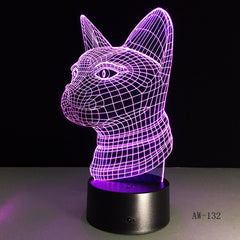 3D Night Light Lamp Dog Kids Toy LED Remote Touch Table Lamp 7 Color Flashing LED Light Christmas Decorations For Home AW-132