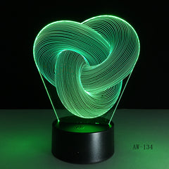 Artistic Abstraction Loop Knot Modern 3D USB Night Light Colorful LED Desk Table Light Lamp For Home Bedroom Decoration AW-134