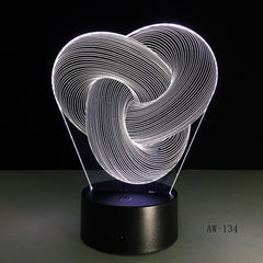 Artistic Abstraction Loop Knot Modern 3D USB Night Light Colorful LED Desk Table Light Lamp For Home Bedroom Decoration AW-134
