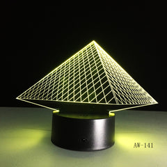 Egyptian Pyramids 7 Color Lamp 3D Visual Led Night Lights for Kids Touch USB Table Lampara Lampe Baby Sleeping Nightlight AW-141