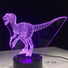 Lesothosaurus Alxasaurus Dinosaur 3D Illusion Blue 7 Colors Led Night Light Sleeping Nightlight Table Lamp Boys Gifts AW-1430