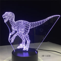 Lesothosaurus Alxasaurus Dinosaur 3D Illusion Blue 7 Colors Led Night Light Sleeping Nightlight Table Lamp Boys Gifts AW-1430