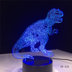 Teratosaurus Dinosaur Tyrannosaurus Rex 3D Night Light Table Lamp 7 Colors Changing Desk Lamp Spinosaurus Night Lights AW-1439