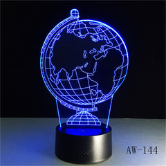 Creative Earth Globe 3D Holograma acrylic 7 Color Bedside Bedroom Lamp Luz De LED Lamp USB Night Light Casa Lampka AW-144