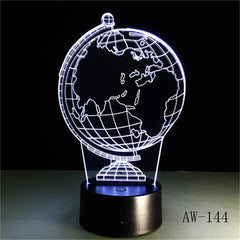 Creative Earth Globe 3D Holograma acrylic 7 Color Bedside Bedroom Lamp Luz De LED Lamp USB Night Light Casa Lampka AW-144