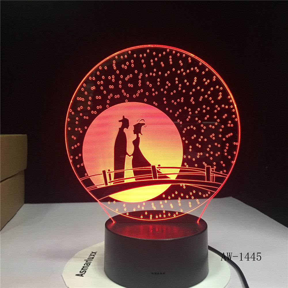 Unique Gifts Romantic Love Fairytale 3D Led Night Light 7 Color Change Novelty Table Lamp Home Decor Bedside LED Lamp AW-1445