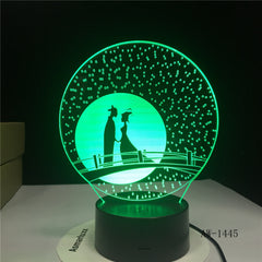 Unique Gifts Romantic Love Fairytale 3D Led Night Light 7 Color Change Novelty Table Lamp Home Decor Bedside LED Lamp AW-1445