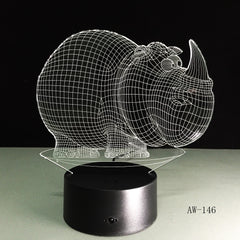 Rhinoceros NightLights 7 Colors Atmosphere 3D Table Lamp Kids Gift LED Touch Button USB Lampara Baby Sleep Lighting Decor AW-146