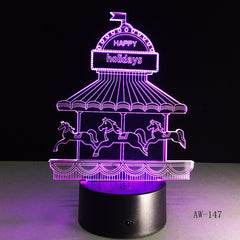 Romantic Merry-go-round 3D LED 7 Color Change Table Lamp Night Light Bedroon Decor Novelty Lustre Holiday Girlfriend Gift AW-147
