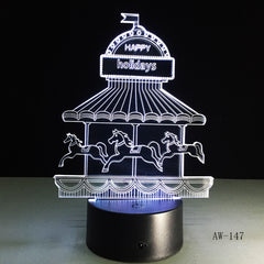 Lovely Carousel 3D Light Led For Baby Bedroom Flash Colorful Atmosphere Lamp High Shining Horse Night Light Gift 147