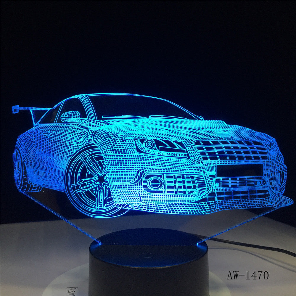 Acrylic Sports Car Design 3d Gift Lamp Led Colorful Touch Remote Control Usb 3d Night Light 7 Color Change Kids Lamp AW-1470