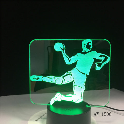 Handball Player Figure 3D LED Night Light USB Children Kids Gift Baby Nightlight Sports Desk lamp Bedside Dropshipping AW-1506