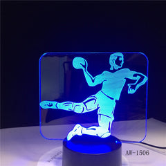 Handball Player Figure 3D LED Night Light USB Children Kids Gift Baby Nightlight Sports Desk lamp Bedside Dropshipping AW-1506