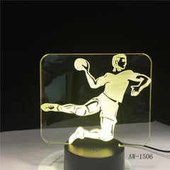 Handball Player Figure 3D LED Night Light USB Children Kids Gift Baby Nightlight Sports Desk lamp Bedside Dropshipping AW-1506