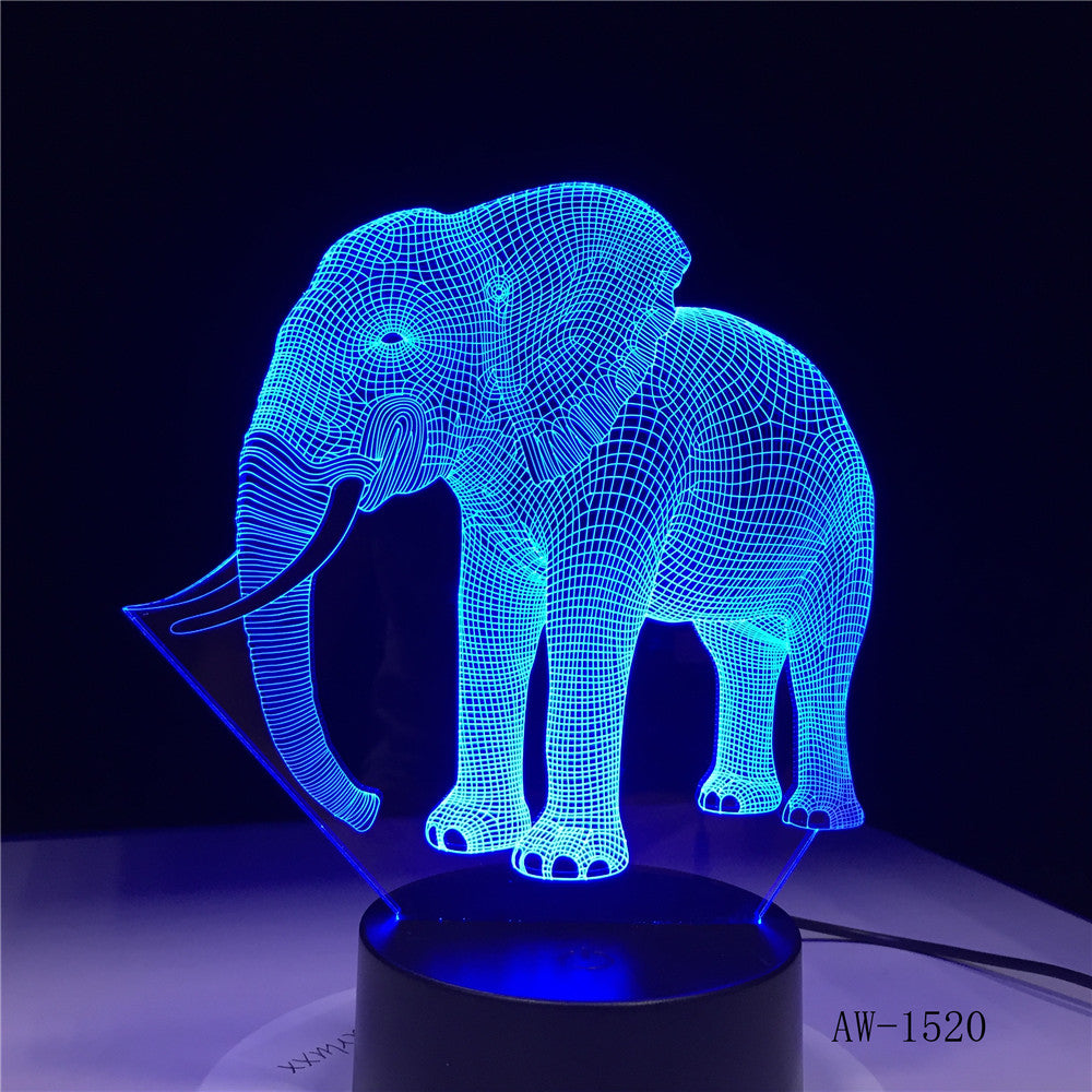 3D LED Night Light Dance Elephant with 7 Colors Light for Home Decoration Lamp Amazing Visualization Optical Illusion AW-1520
