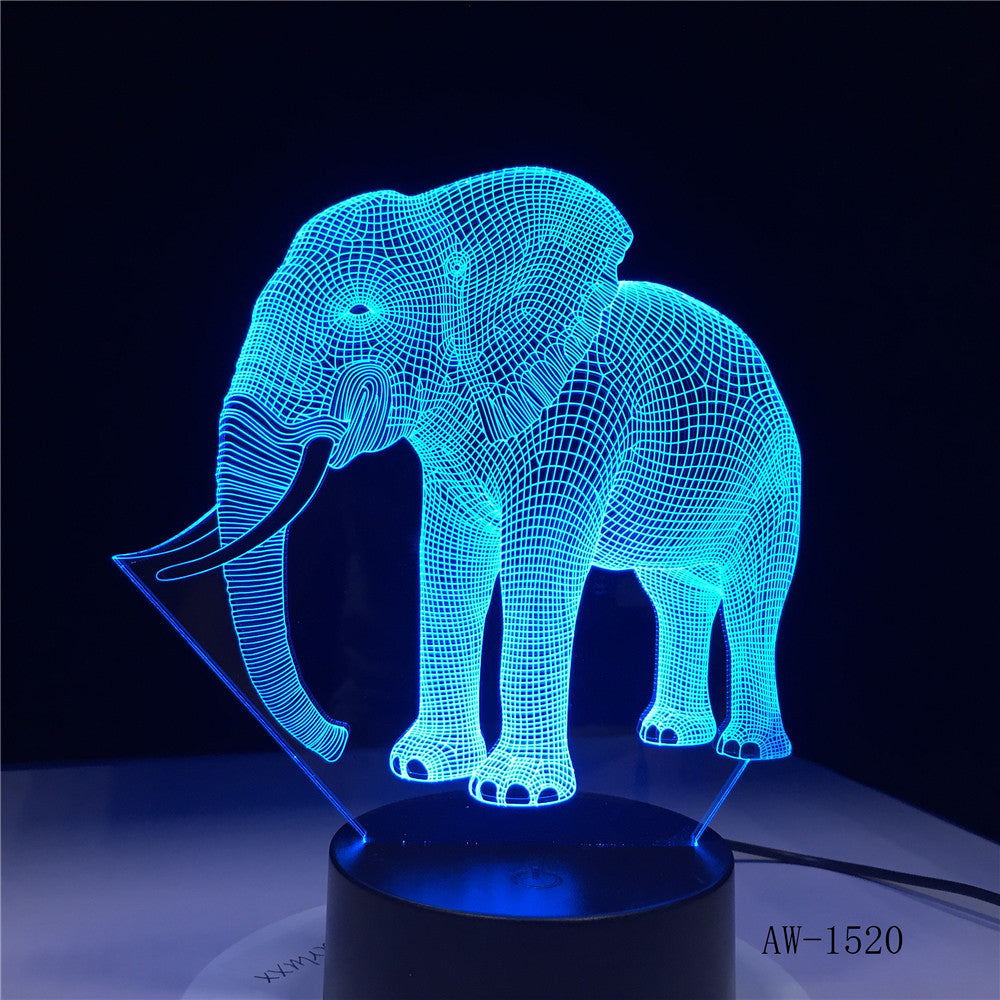 3D LED Night Light Dance Elephant with 7 Colors Light for Home Decoration Lamp Amazing Visualization Optical Illusion AW-1520