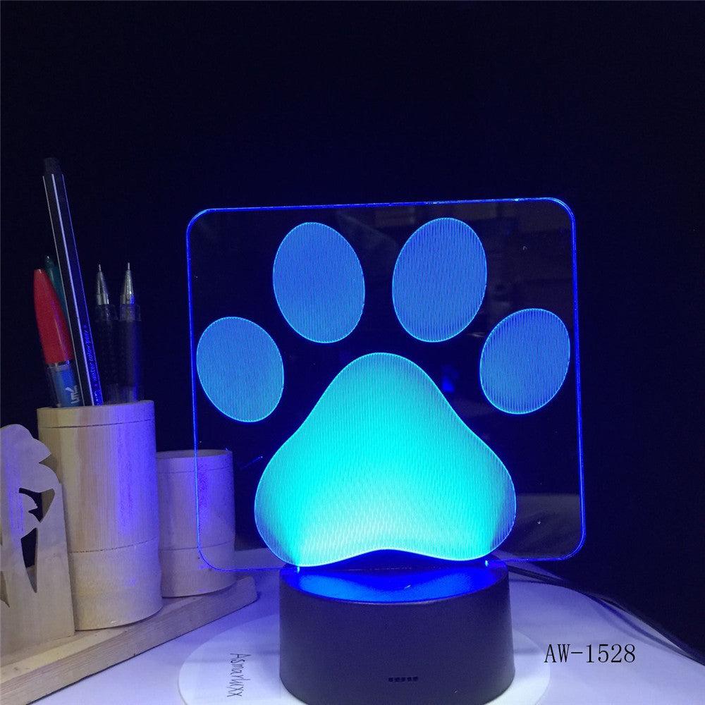 Dog Paw Footprints Modelling 3D Table Lamp LED Colorful Nightlight Bedroom Decor USB Sleep Lighting Kids Brithday Gifts 1528