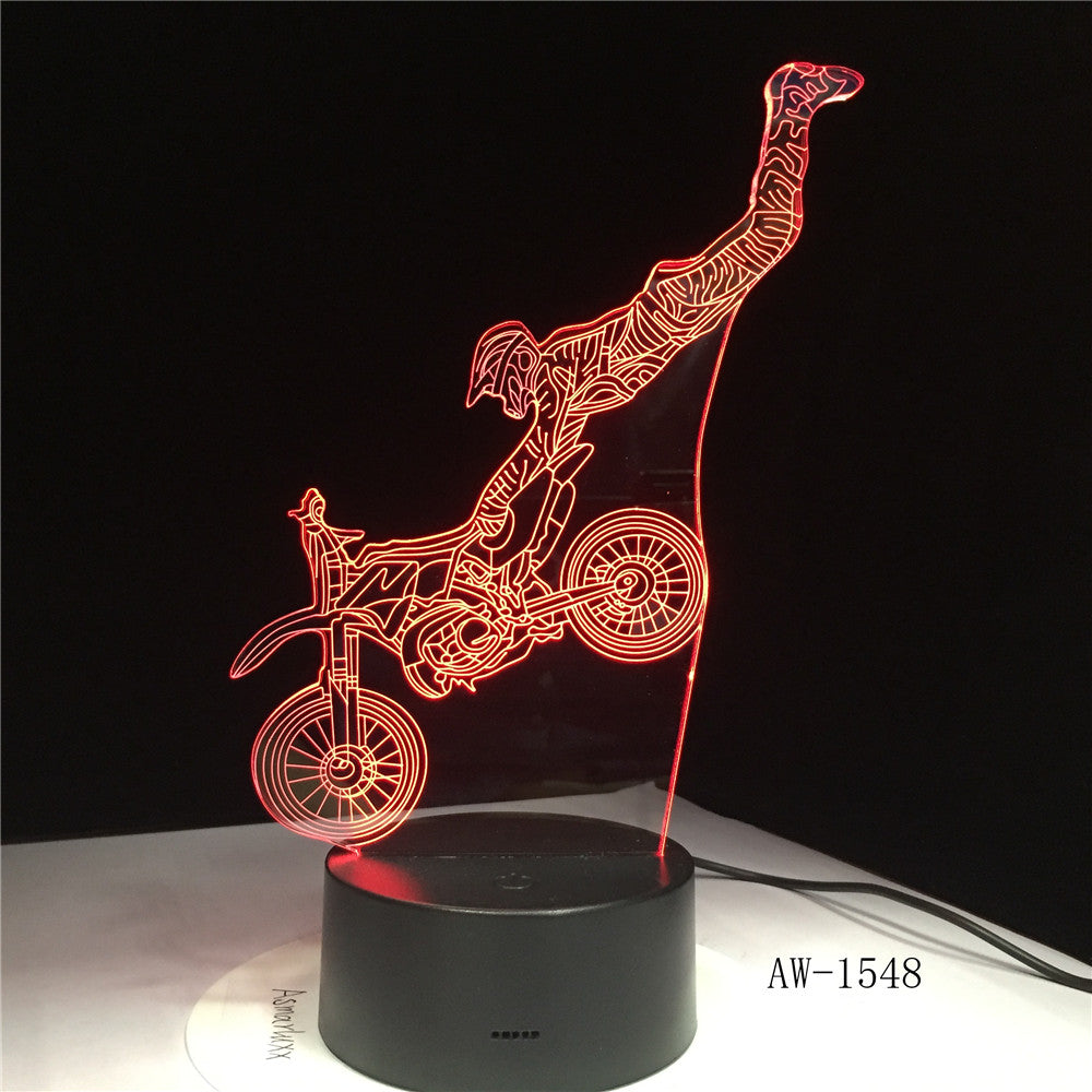 Dirt Bike Shape LED Night Light Motocross Motorcycle 3D Acrylic LED Table Lamp 7 Color Night Light Touchs RC Lamp AW-1548