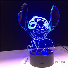 NEW 3D LED Night Light Cute Stitch Alien Dog Cartoon 7 Color Baby Sleep Desk Lamp Home Decor Holiday Kid Christmas Gift 1586