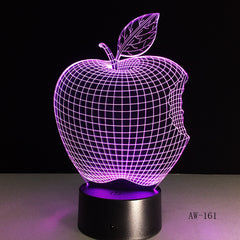 Apple 7 Colors 3D Desk Lamp LED Acrylic Vision Stereo Bedside Hologram Decor Touch Switch Light Night Light Gift For Kids AW-161