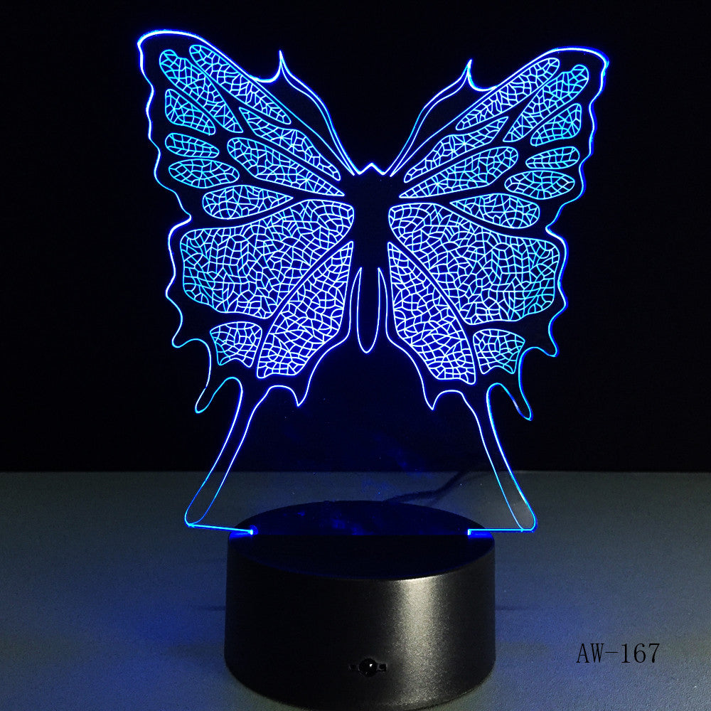 Baby Children Toys Lovely Butterfly 3D Illusion LED Night Lights Colorful Acrylic Table Lamp For Party Gift Home Decor AW-167