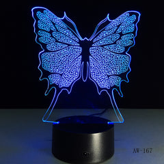 Baby Children Toys Lovely Butterfly 3D Illusion LED Night Lights Colorful Acrylic Table Lamp For Party Gift Home Decor AW-167