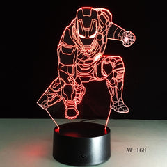 Novelty Superhero Ironman Action Figure 7 Colors Changing LED 3D Night Lamp lampada Child Kids Table Bedroom Light Gifts AW-168