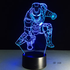 Novelty Superhero Ironman Action Figure 7 Colors Changing LED 3D Night Lamp lampada Child Kids Table Bedroom Light Gifts AW-168