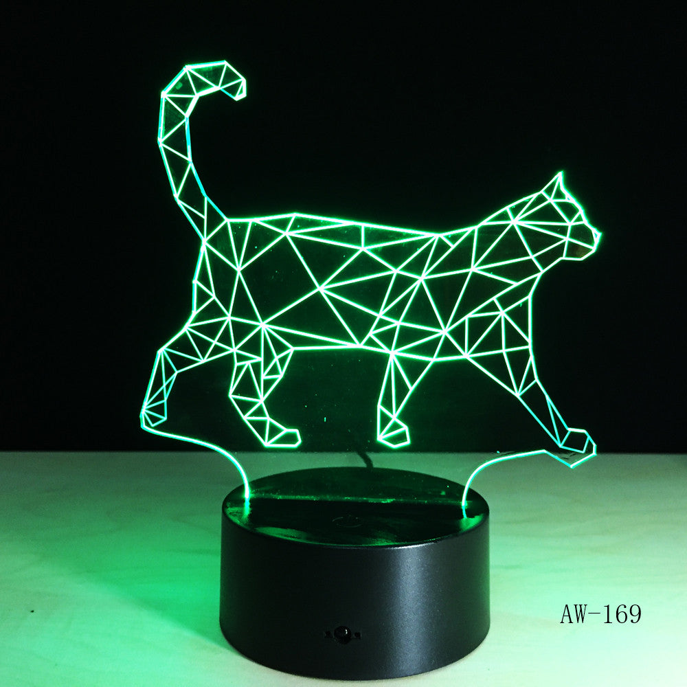 The New Walking Cat 3D Nightlight Acrylic Stereoscopic LED Colorful Lamps Plug-in gradient Atmosphere Lamp Drop shipping AW-169