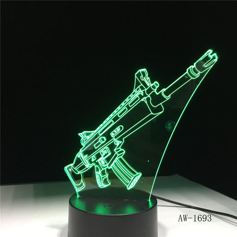 Fortress Night Scar rifle 7 Colors changing Table Desk Light 3D LED Fashion Lamp Action Figures Creative Gift for Kids AW-1693