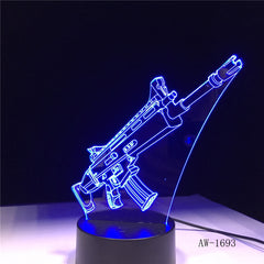 Fortress Night Scar rifle 7 Colors changing Table Desk Light 3D LED Fashion Lamp Action Figures Creative Gift for Kids AW-1693