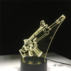 Fortress Night Scar rifle 7 Colors changing Table Desk Light 3D LED Fashion Lamp Action Figures Creative Gift for Kids AW-1693