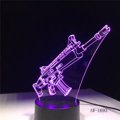 Fortress Night Scar rifle 7 Colors changing Table Desk Light 3D LED Fashion Lamp Action Figures Creative Gift for Kids AW-1693