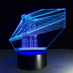 7 Color Bridge Lamp 3D Visual Led Night Lights for Kid Touch USB Table Lampara Lampe Baby Sleeping Nightlight Sensor Lamp AW-171