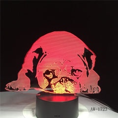 Sleeping Dog Bulldog Poodle Jack Russell Terrier Rottweiler Dobermann 3D Visual Illusion Lamp Kid Night Light Style Lamp AW-1723