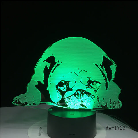 Sleeping Dog Bulldog Poodle Jack Russell Terrier Rottweiler Dobermann 3D Visual Illusion Lamp Kid Night Light Style Lamp AW-1723