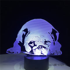 3D 7 Colors Changing USB Home Living Room Lighting Decor Acrylic Cute Pug Dog LED Table Lamp Touch Button Night Lights 1723