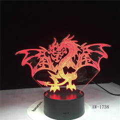 Fire Dragon 3d Led Light 7 Colors Night Lamp For Kid Gift Touch Led Usb Table Lampara Lampe Baby Sleeping Nightlight AW-1738