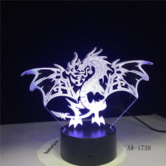 Fire Dragon 3d Led Light 7 Colors Night Lamp For Kid Gift Touch Led Usb Table Lampara Lampe Baby Sleeping Nightlight AW-1738