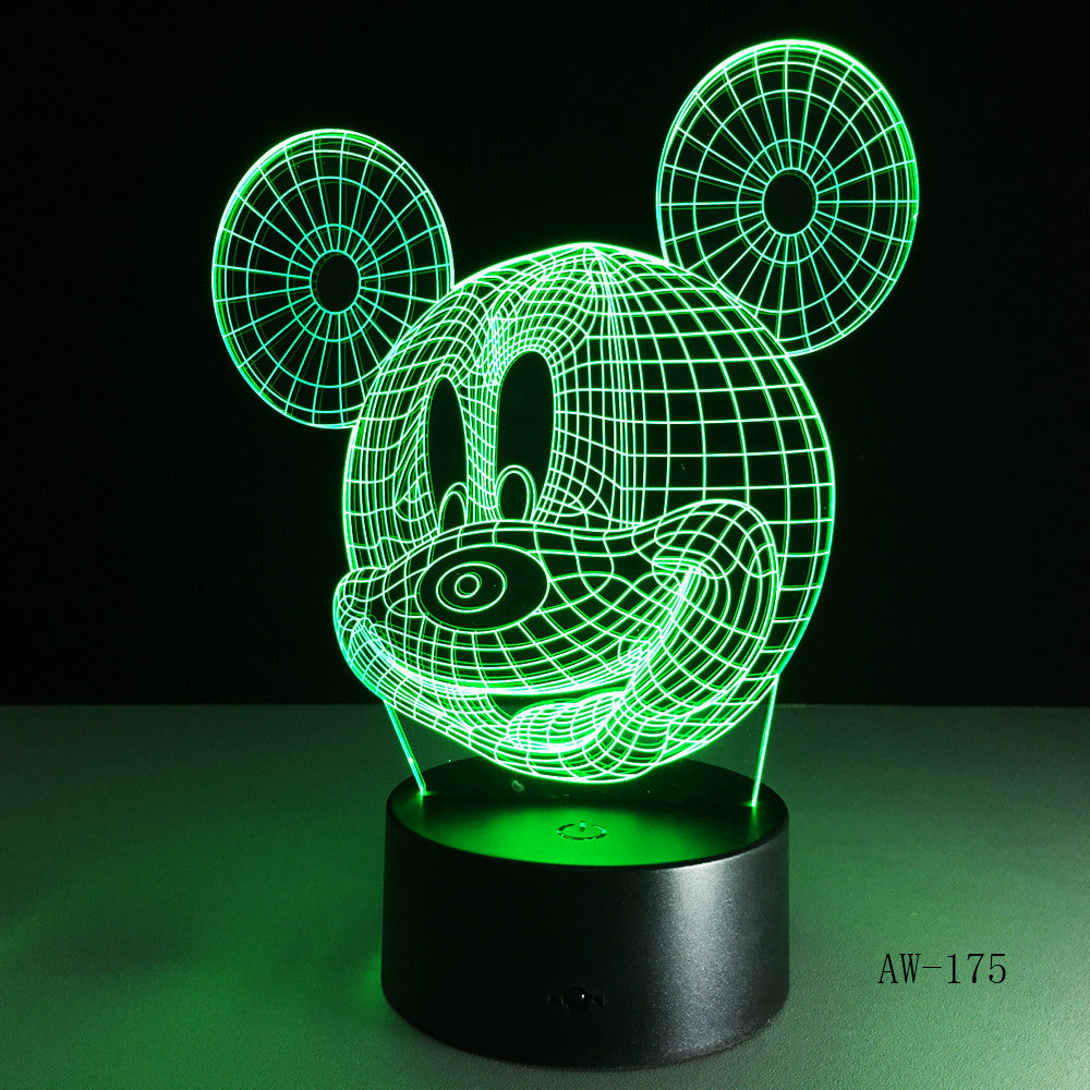 3D Cute Mickey Mouse Kid LED Night Light Cartoon illusion Novelty Desk Lamp Birthday Christmas Child Kids Gift Decor AW-175