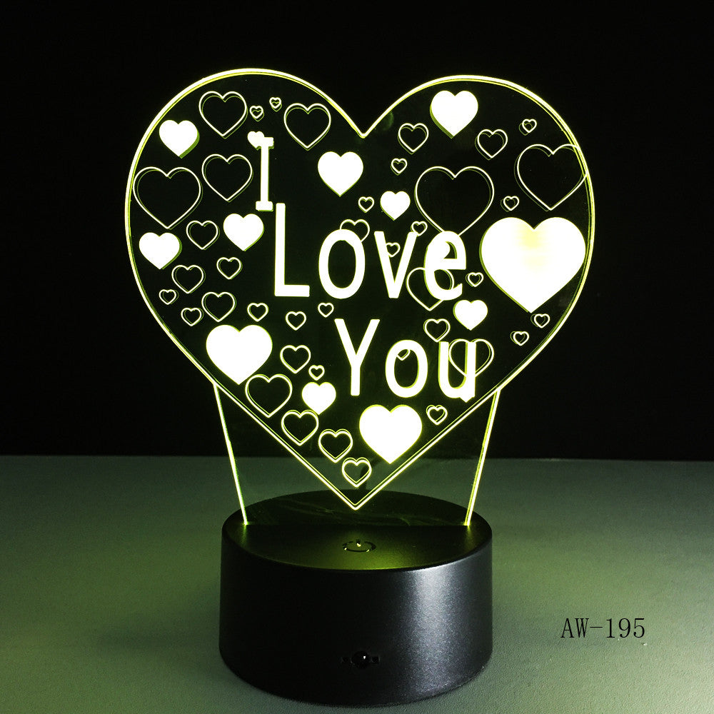 3D Led Night Light I Love U Usb Touch Remote Control 7 Colors Changable Glow In The Dark Toys Christmas Halloween Gift AW-195