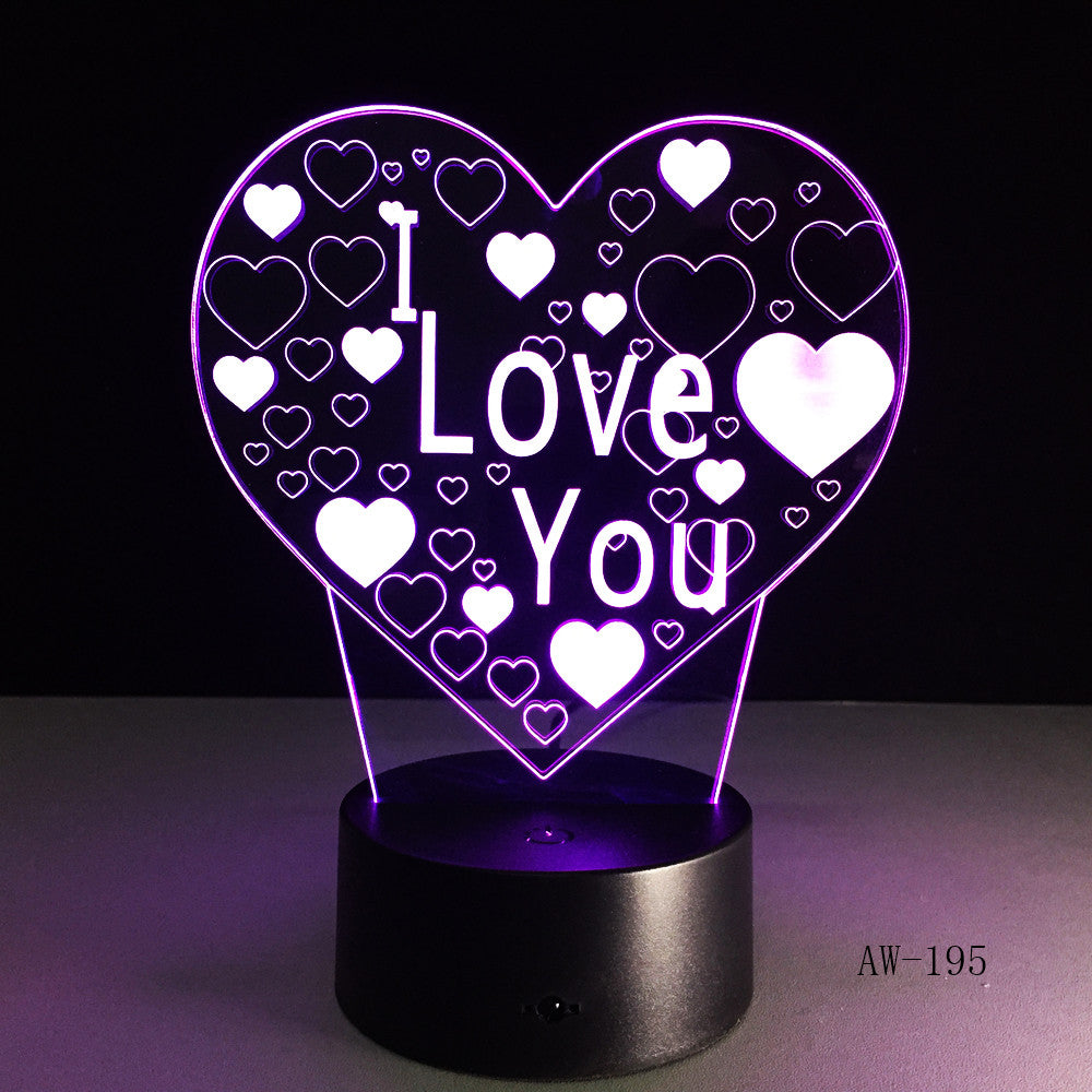 3D Led Night Light I Love U Usb Touch Remote Control 7 Colors Changable Glow In The Dark Toys Christmas Halloween Gift AW-195