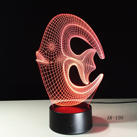 Animal Lovely Topical Fish 3D Lamp lighting LED USB Acrylic Led Light Multicolor luminaria Children Kid Toy Christmas Gifts 199