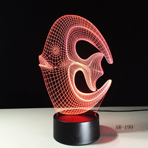 7 Color Changing Fish 3D led Lamp USB Charge Fishing 3D Night light Desk lamp Touch Button Table Lamps Gifts for Kids AW-199