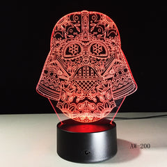 Star War Figure Darth Vader 3D Led 7 Colors Sleeping Night light Touch Senser USB Table Illusion Mood Dimming Lamp AW-200