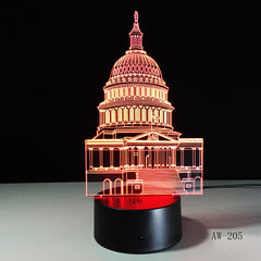 Crystal LED lights White House Night Lights 3D Stereo Visual Desk Lamp Creative Touch Switch Taj Mahal Usb Led Light Lamp AW-205
