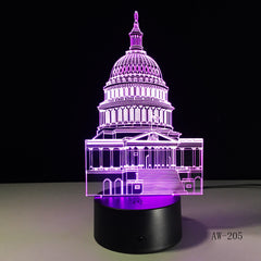 Crystal LED lights White House Night Lights 3D Stereo Visual Desk Lamp Creative Touch Switch Taj Mahal Usb Led Light Lamp AW-205