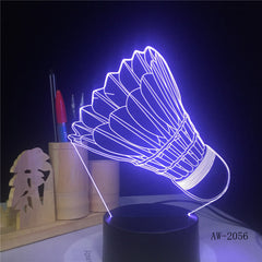Badminton 7 color change 3D Lamp Remote Touch switch 3d Light Fixtures Christmas gift for Rom lights Led Night Light AW-2056